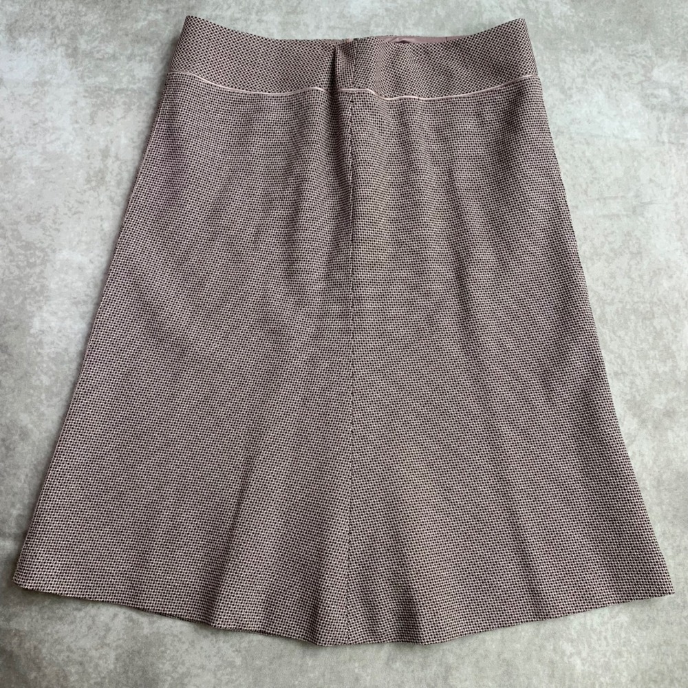 Ann Taylor Wool Blend Micro‎ Check A-Line Midi Skirt Purple Pink Brown Size 10
